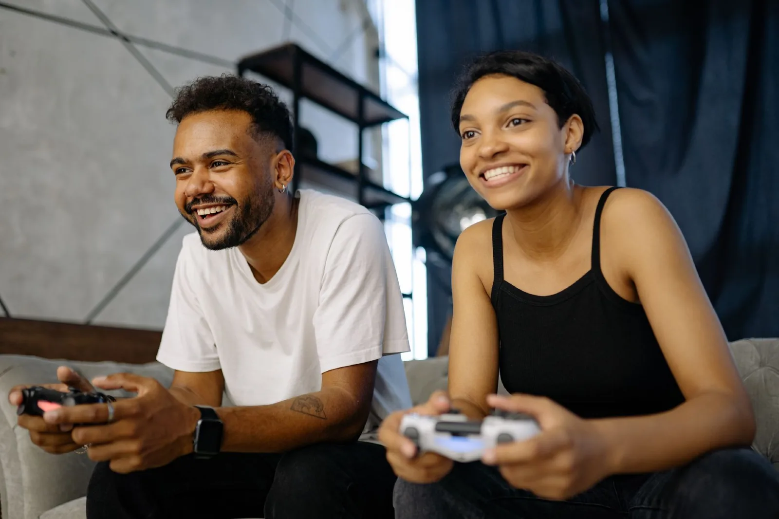 A couple gaming together.