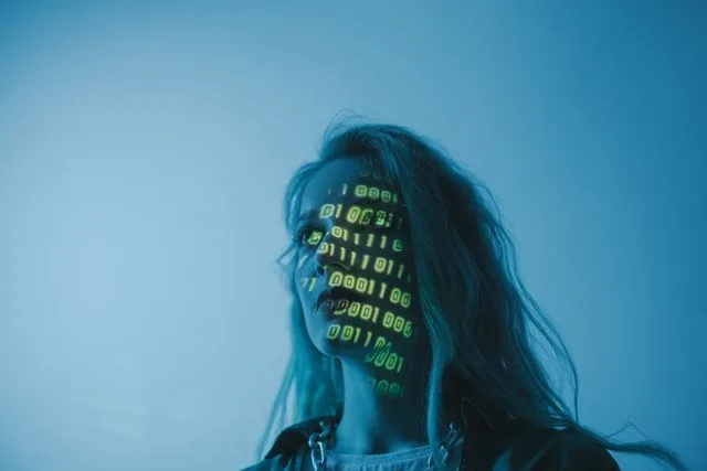 Illustration representing liveness detection and facial verification technology used to confirm a real person is behind a profile